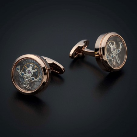 Boutons de manchettes "tourbillon" - acier inoxydable & laiton plaqué rhodium - couleur or Boutons de manchettes "tourbillon" - acier inoxydable & laiton plaqué rhodium - couleur or