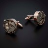 Boutons de manchettes "mouvement de montre" - acier inoxydable & laiton plaqué rhodium - couleur or & acier Boutons de manchettes "mouvement de montre" - acier inoxydable & laiton plaqué rhodium - couleur or & acier