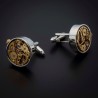 Boutons de manchettes "mouvement de montre" - acier inoxydable & laiton plaqué rhodium - couleur acier chromé & or Boutons de manchettes "mouvement de montre" - acier inoxydable & laiton plaqué rhodium - couleur acier chromé & or