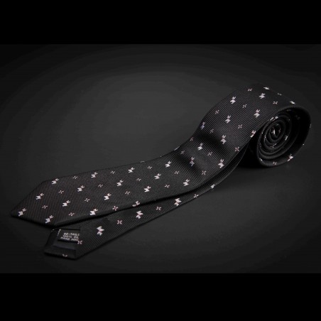 Cravate homme pure soie - noir à motifs petits chiens Cravate homme pure soie - noir à motifs petits chiens