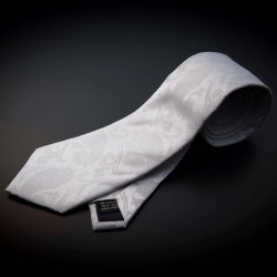 Cravate homme mariage pure soie - blanc à motifs blanc