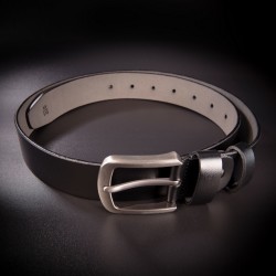 Ceinture "casual" homme - 4,0x130cm - cuir véritable - couleur noir