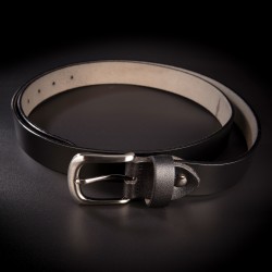 Ceinture femme - 2,7x130cm - cuir véritable - couleur noir