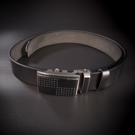 Ceinture à fermeture rapide pour costume homme - 4,0x130cm - cuir véritable - couleur noir Ceinture à fermeture rapide pour costume homme - 4,0x130cm - cuir véritable - couleur noir